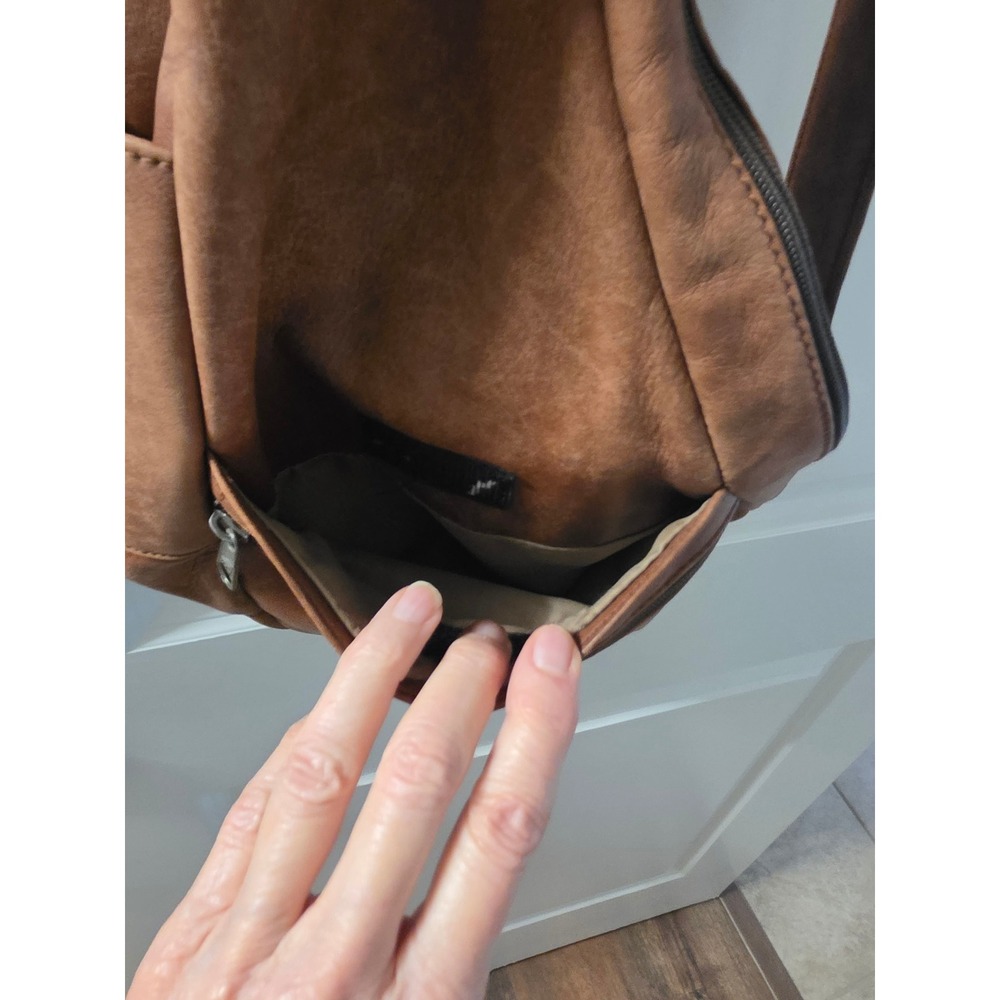 AmeriBag Healthy Back Bag Brown Leather Ergonomic Sling Crossbody Medium - Picture 7 of 9